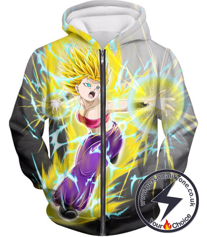 Dragon Ball Super Universe 6 Female Super Saiyan Caulifla Cool Anime Action Zip Up Hoodie